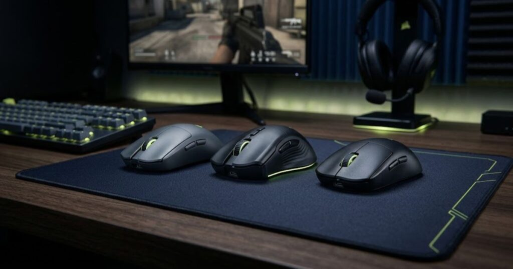 Different wireless gaming mouse shapes for Valorant grip styles and aiming comfort