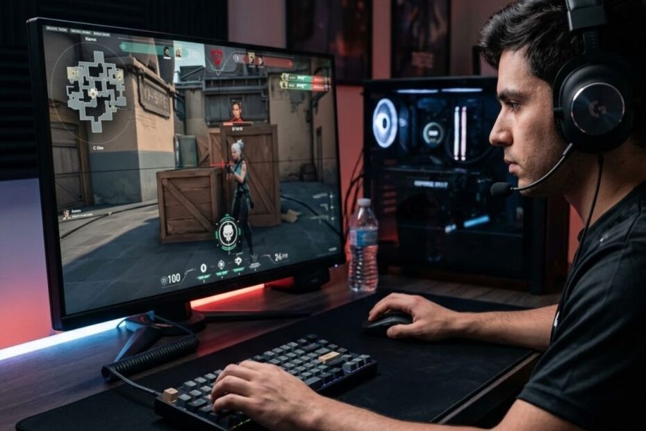 Best Valorant sensitivity setup with gaming mouse and tactical FPS aiming posture