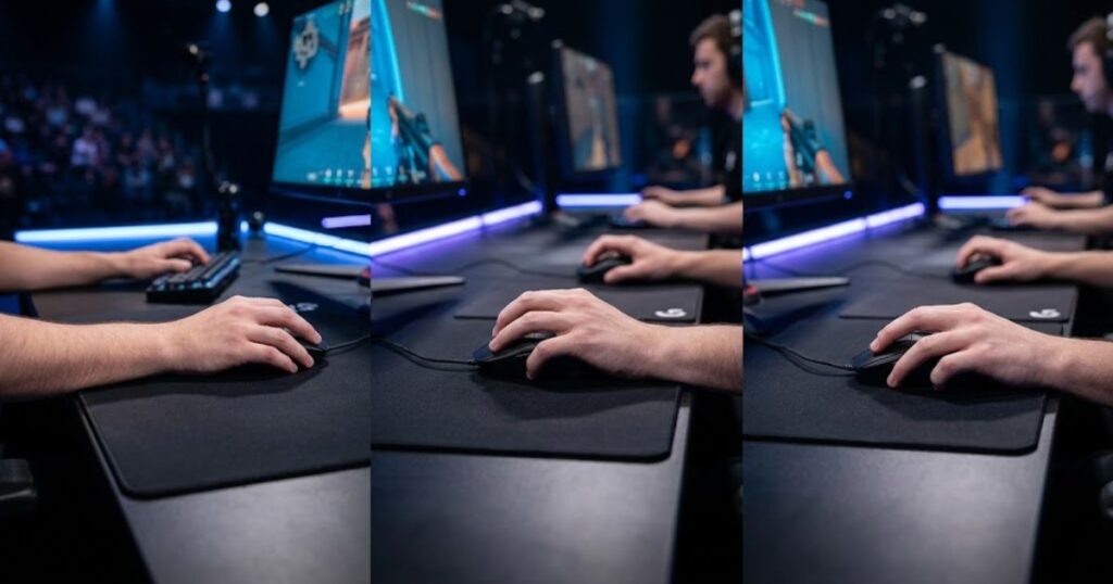 Players using different mouse movement styles including arm aiming, hybrid aiming, and wrist aiming during Valorant gameplay