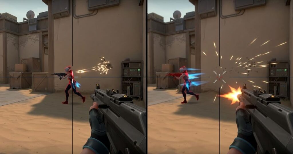 Comparison between stable tracking aim and overtracking mistakes in Valorant