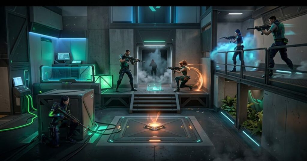 Off-angle and crossfire defense against peeker advantage in Valorant