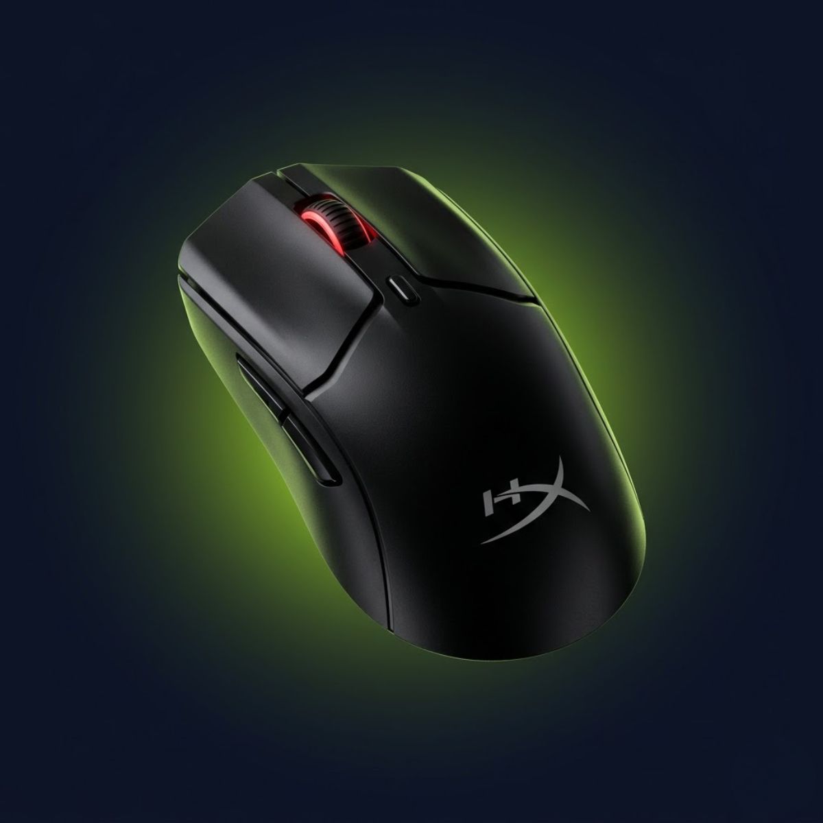Black HyperX Pulsefire Haste 2 Mini wireless gaming mouse displayed on a clean background for FPS gaming.