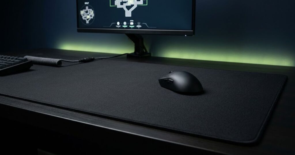 Low sensitivity Valorant setup using a lightweight gaming mouse and large mousepad