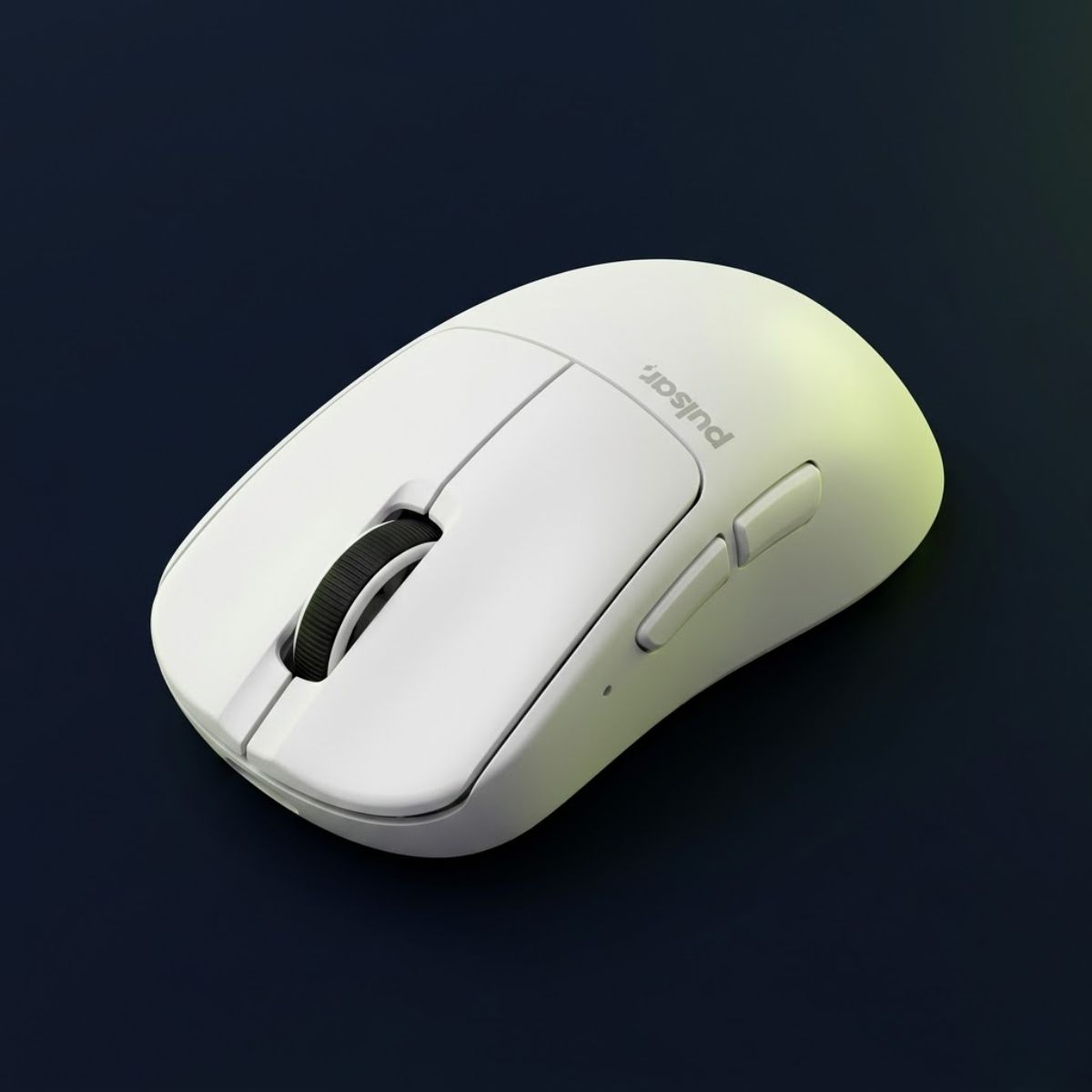 White Pulsar Xlite V3 wireless gaming mouse shown as a lightweight ergonomic FPS mouse for palm grip players.