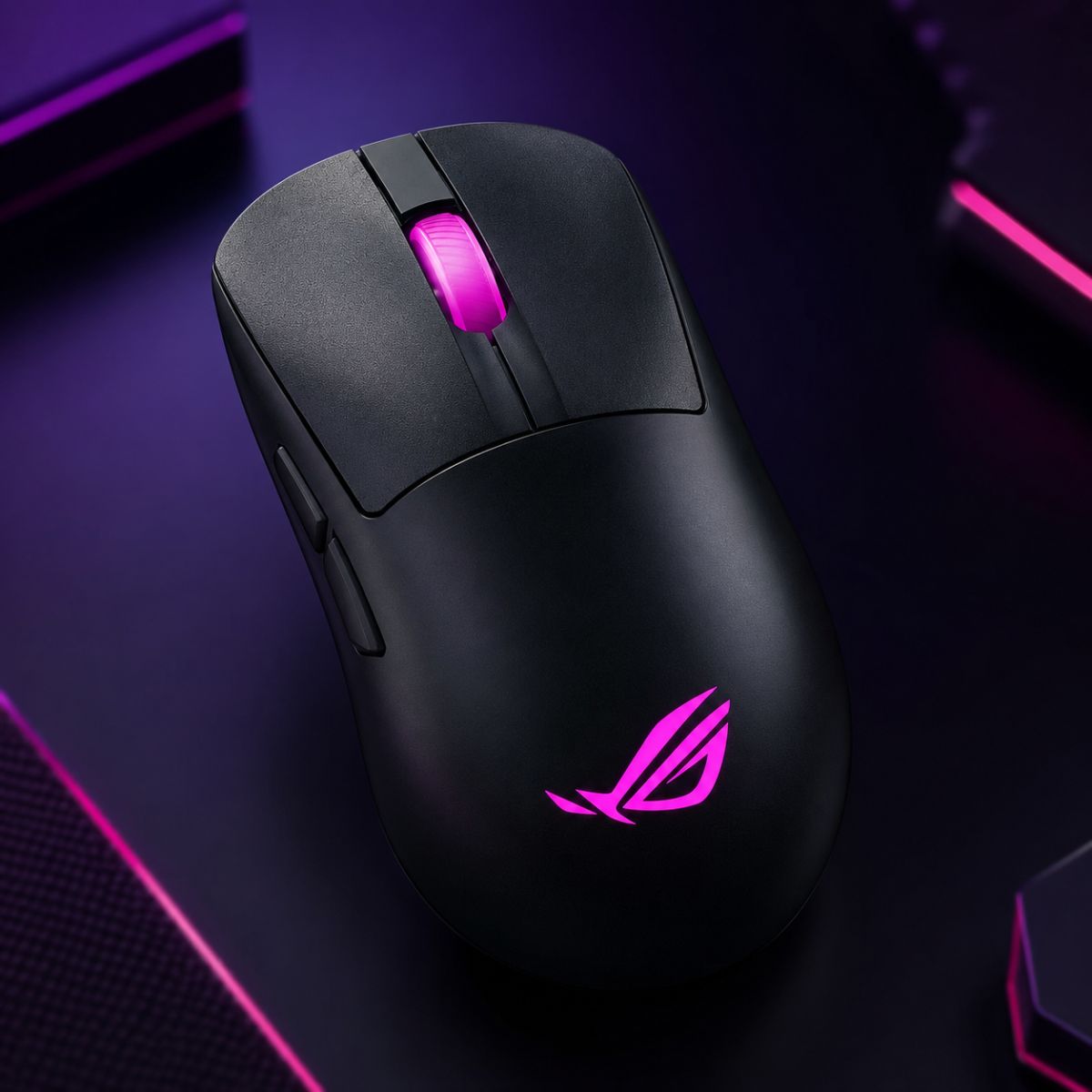 ASUS ROG Keris II Origin wireless gaming mouse shown as an ergonomic FPS mouse option for palm grip players.