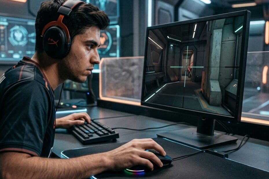 Valorant crosshair placement guide showing head level aiming and tactical FPS positioning