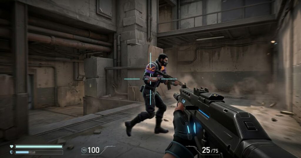 Tracking aim example in Valorant close range tactical FPS gunfight