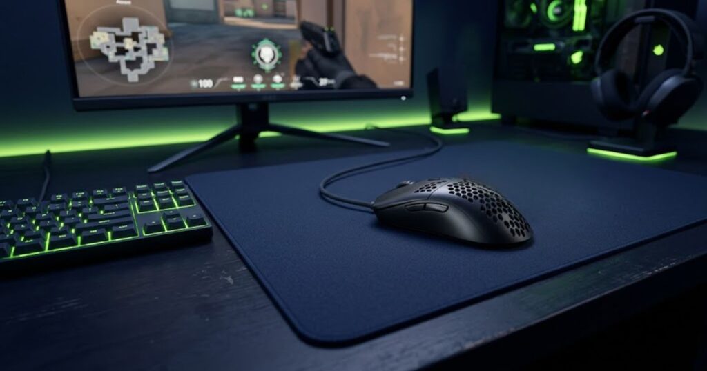 Lightweight gaming mouse used for tactical FPS aiming in Valorant