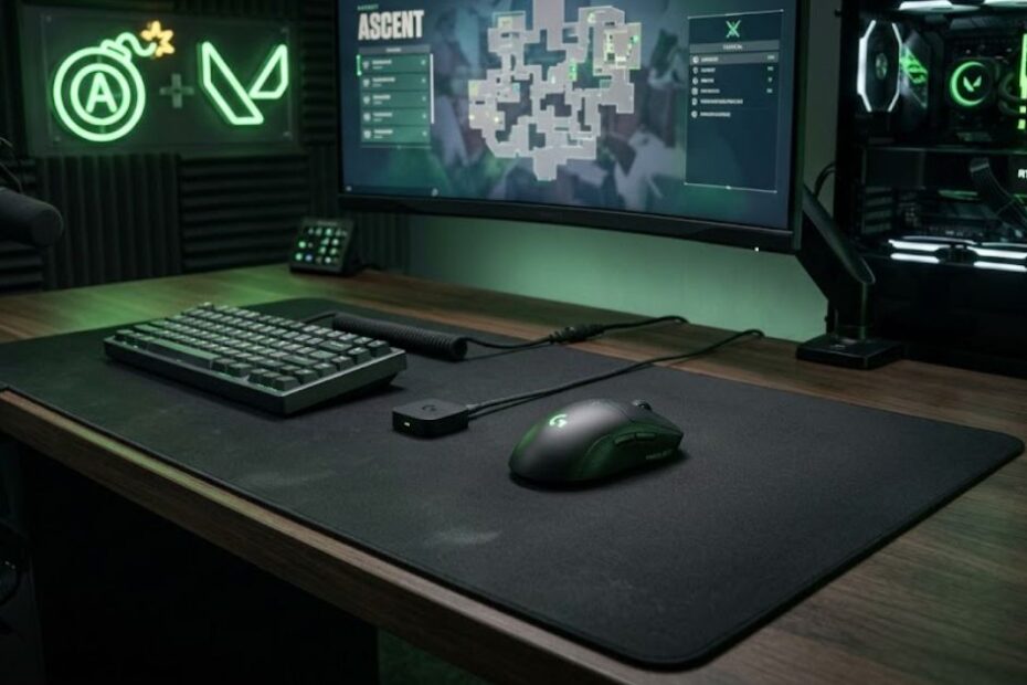 Lightweight wireless gaming mouse setup for competitive Valorant gameplay