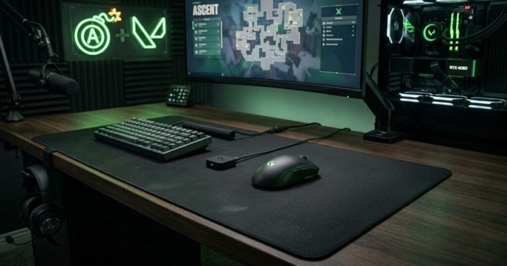 Competitive wireless gaming mouse setup for Valorant with optimized receiver placement