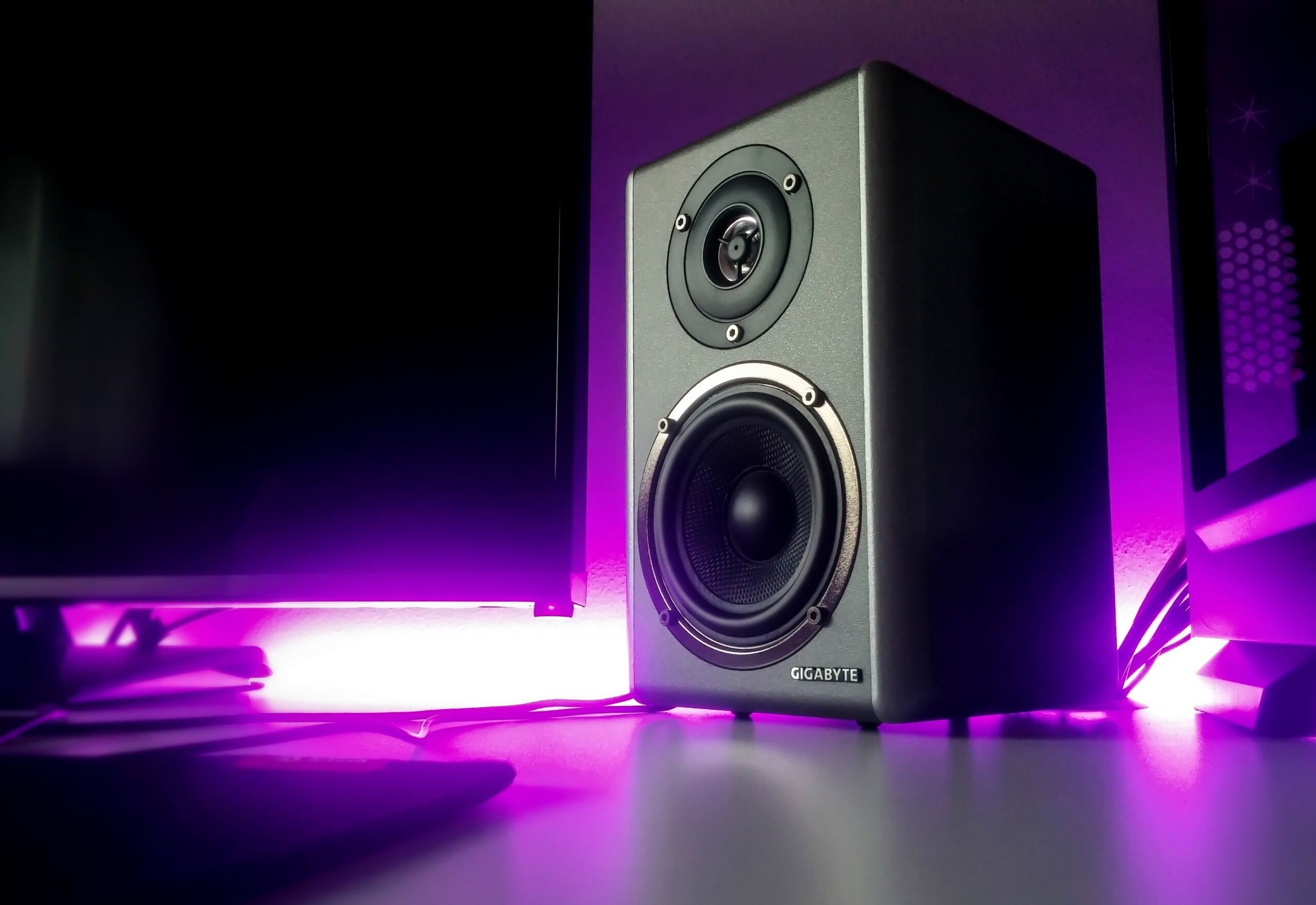 Premium gaming speakers and desktop audio setup