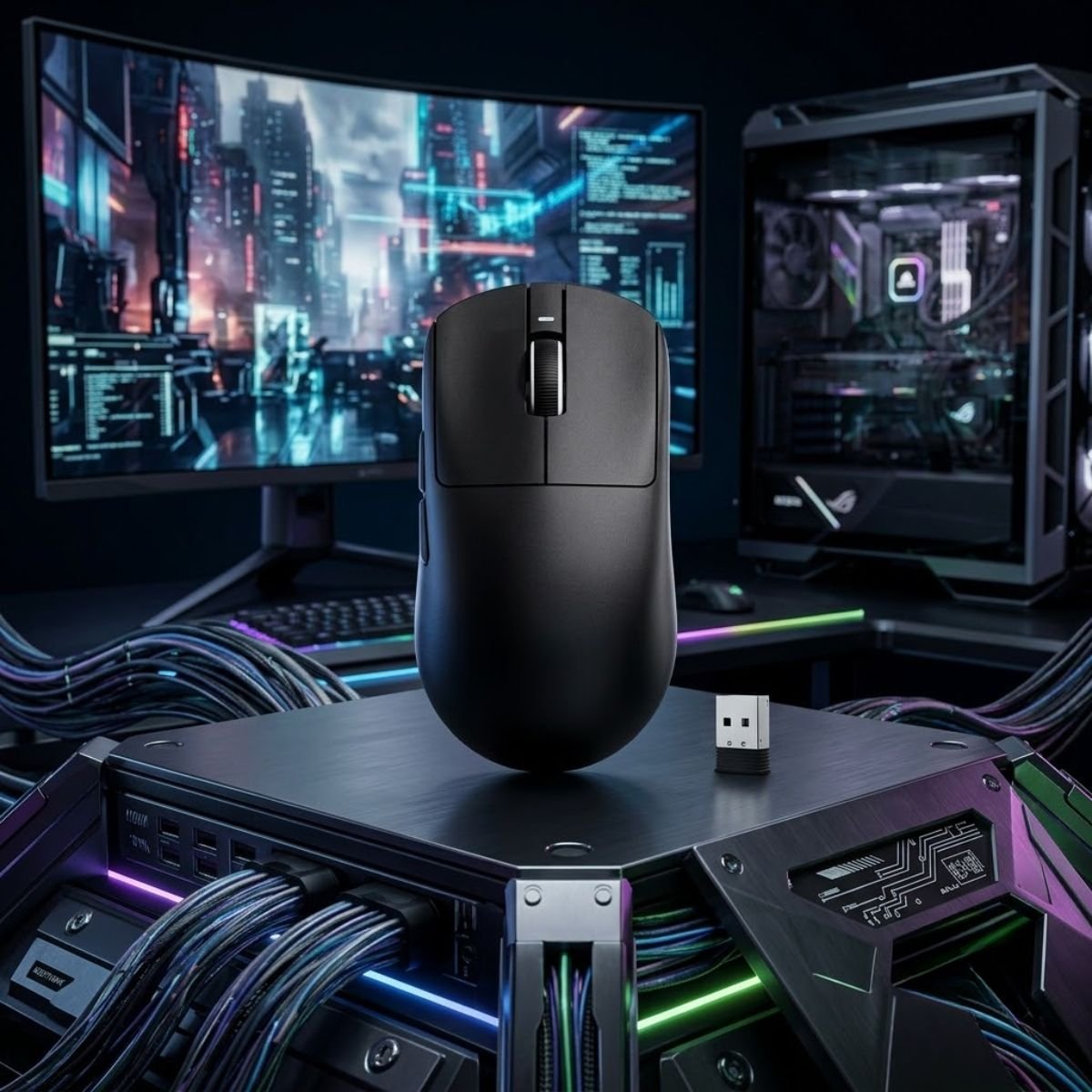 Black ATK VXE Dragonfly R1 SE wireless gaming mouse displayed on a clean product background for competitive FPS gaming.