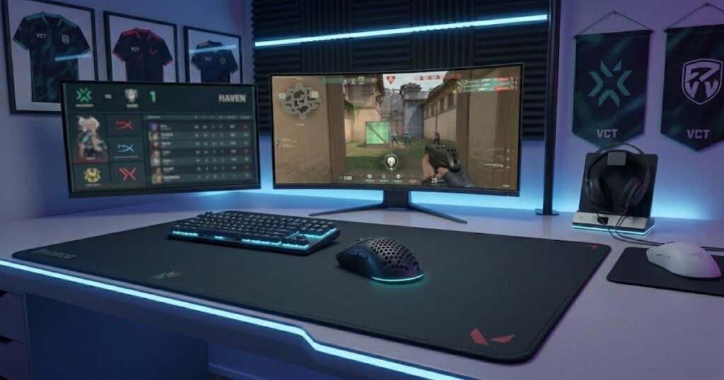 Lightweight wireless gaming mouse displayed on a competitive gaming desk setup