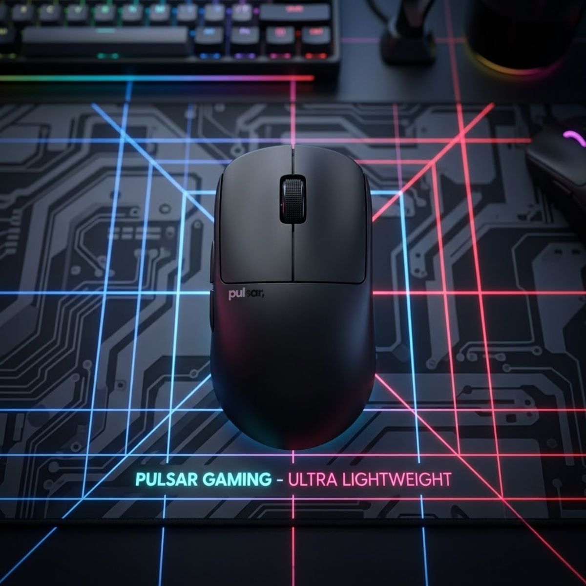 Black Pulsar X2H Crazylight wireless gaming mouse with a high rear hump shape designed for claw grip users