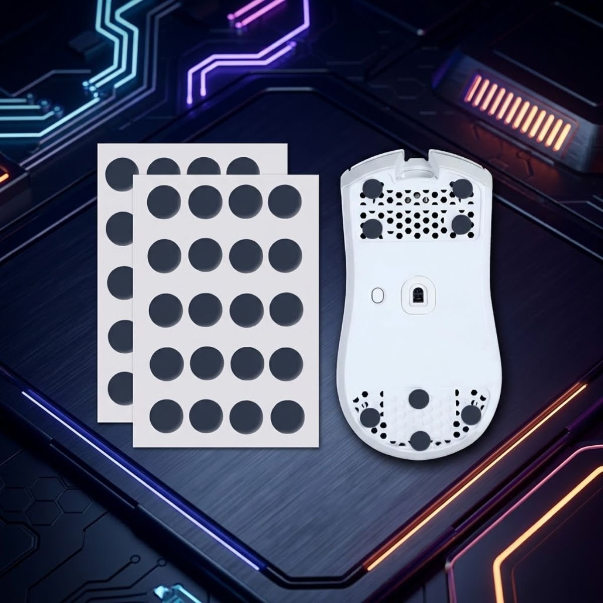 A package of X-Raypad Obsidian PRO Air universal dot mouse skates with multiple small black replacement dots for custom installation on compatible gaming mice.