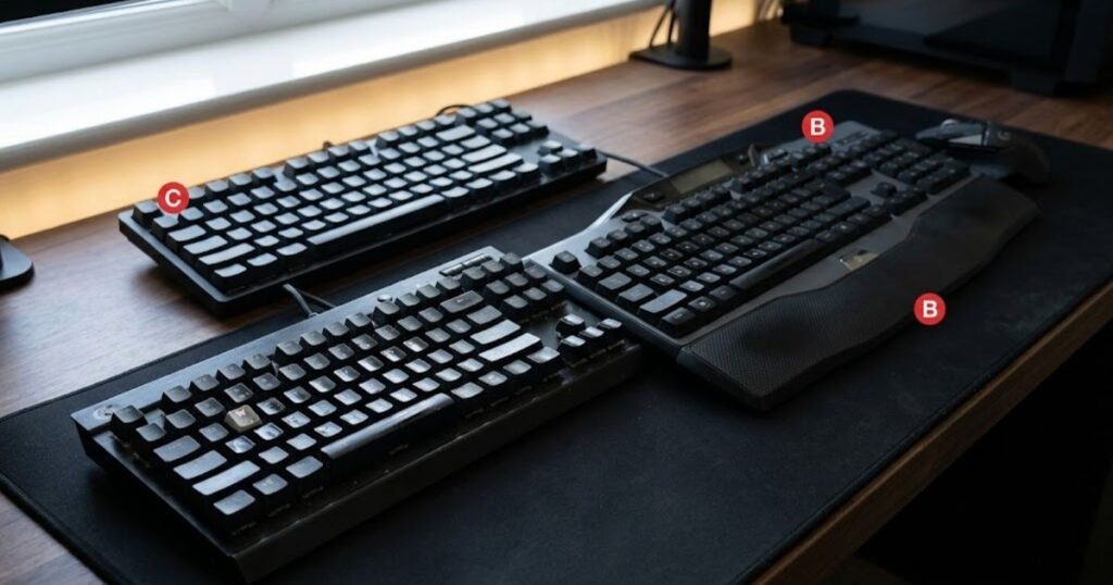 Gaming keyboards showing reliability, layout, and desk space problems that may justify replacement