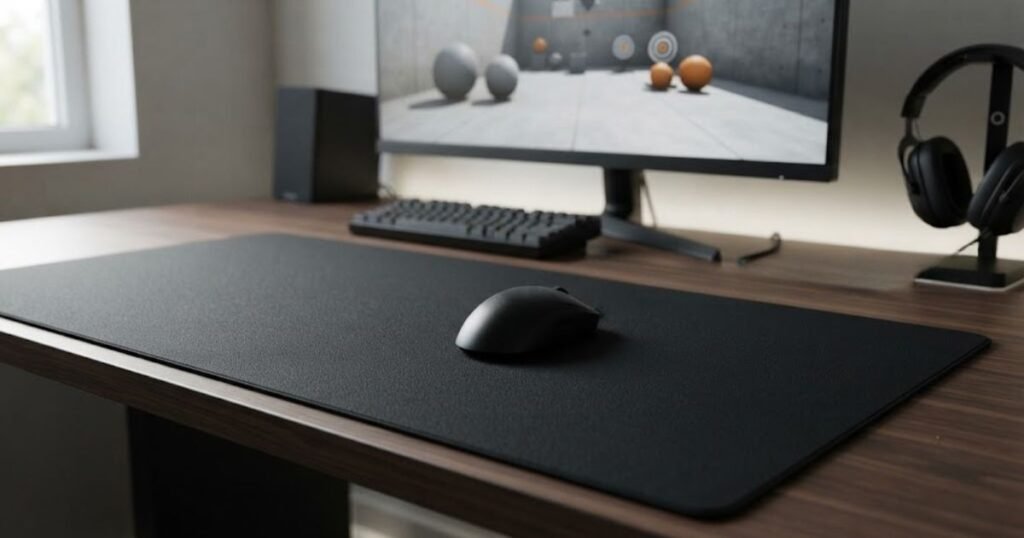 Gaming mouse with a large movement area on a mouse pad for low-sensitivity FPS aiming