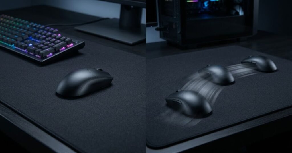 Gaming mouse setup arranged for precision-focused and tracking-heavy FPS play