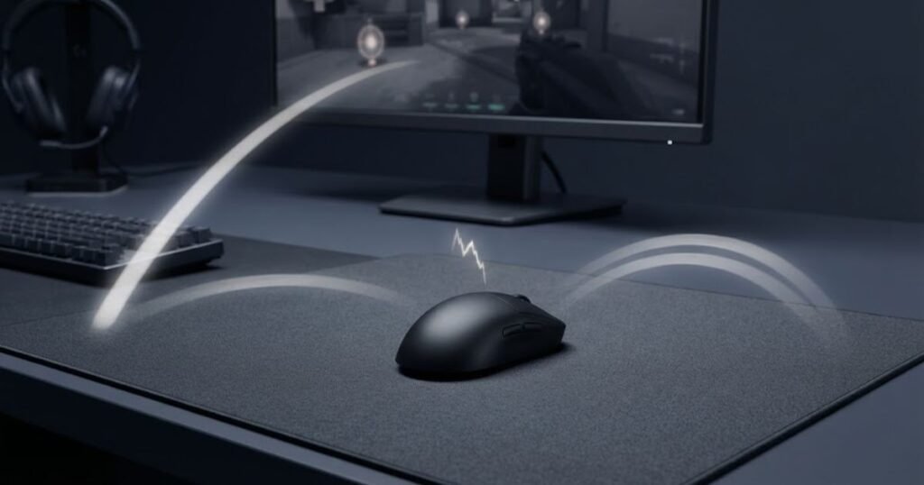 Gaming mouse setup illustrating flicking, small corrections, and target switching in Valorant